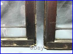 Antique Pair 18x21 Leaded Glass Window Sashes Beveled Diamond Old 815-24B