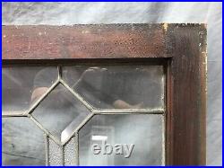 Antique Pair 18x21 Leaded Glass Window Sashes Beveled Diamond Old 815-24B