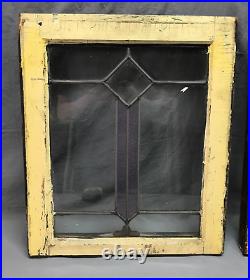 Antique Pair 18x21 Leaded Glass Window Sashes Beveled Diamond Old 815-24B