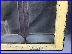 Antique Pair 18x21 Leaded Glass Window Sashes Beveled Diamond Old 815-24B