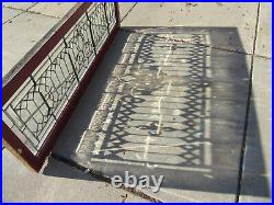 Antique Part Beveled Stained Glass Transom Window 1 Of 2 64 X 21 Salvage