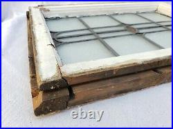 Antique Prairie School Style Stained Glass Window Exterior Wood Frame 17 x 11