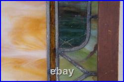 Antique Reclaimed Arts & Crafts Leaded Stained Slag Glass Window Panel 24