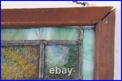 Antique Reclaimed Arts & Crafts Leaded Stained Slag Glass Window Panel 24
