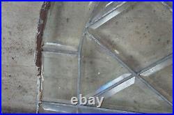 Antique Reclaimed Leaded Glass Palladium Demilune Transom Window Insert 22