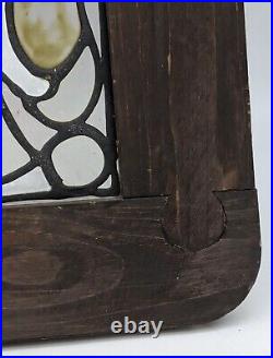 Antique Religious Stained Glass Window Hand Painted Mary Jesus Wood Frame Art Antique Religious Stained Glass Window Hand Painted Mary Jesus Wood Frame Art