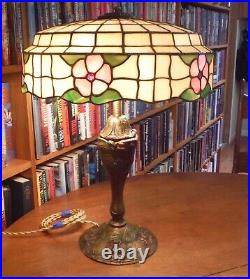 Antique Royal Co Lamp & Lamb Bros & Green Leaded Glass Lamp Shade Chicago Bros