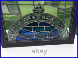 Antique STAINED LEADED GLASS ARCHED CHURCH WINDOW (B)
