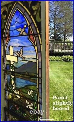 Antique STAINED LEADED GLASS CHURCH WINDOW ART GLASS 1910