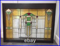 Antique STAINED Leaded TEXTURED GLASS Window 42 by 32