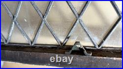 Antique Salvaged Rectangular Leaded Glass Window Panel Diamond Pattern 21 x 36