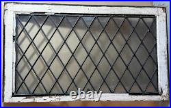 Antique Salvaged Rectangular Leaded Glass Window Panel Diamond Pattern 21 x 36