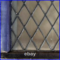 Antique Salvaged Rectangular Leaded Glass Window Panel Diamond Pattern 21 x 36