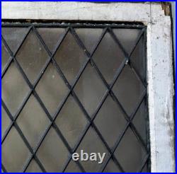 Antique Salvaged Rectangular Leaded Glass Window Panel Diamond Pattern 21 x 36