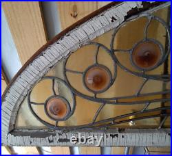 Antique Stained-Glass Arch/Peacock Window 80 x 21.5