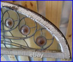 Antique Stained-Glass Arch/Peacock Window 80 x 21.5