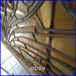 Antique Stained-Glass Arch/Peacock Window 80 x 21.5