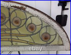 Antique Stained-Glass Arch/Peacock Window 80 x 21.5