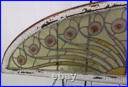 Antique Stained-Glass Arch/Peacock Window 80 x 21.5