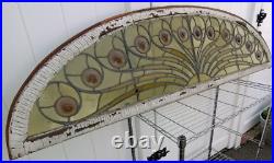 Antique Stained-Glass Arch/Peacock Window 80 x 21.5