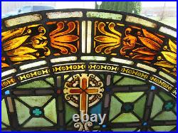 Antique Stained Glass Church Window 68.5 X 33.5 Architectural Salvage