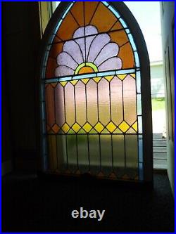 Antique Stained Glass Church Window Gothic Top Window A