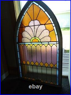 Antique Stained Glass Church Window Gothic Top Window A
