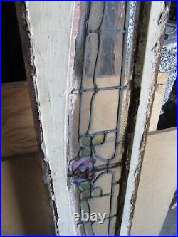Antique Stained Glass Eyebrow Transom Window Rose 1 Of 2 76 X 10 Salvage
