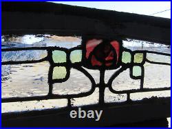 Antique Stained Glass Eyebrow Transom Window Rose 2 Of 2 76 X 10 Salvage