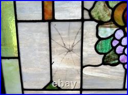 Antique Stained Glass Fruit Grapes Rectangle Window Hanging 34x24. Make An Offer