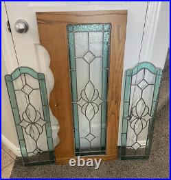 Antique Stained Glass Leaded Bevealed Matching Cabinet Window Matching Panels
