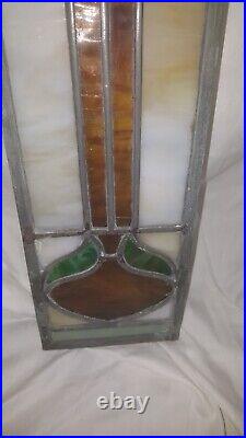 Antique Stained Glass Panel 29 1/2 x 5 3/8 Window Hanging