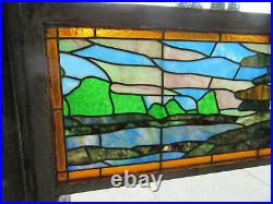 Antique Stained Glass Scenic Picture Window 44 X 62 Architectural Salvage