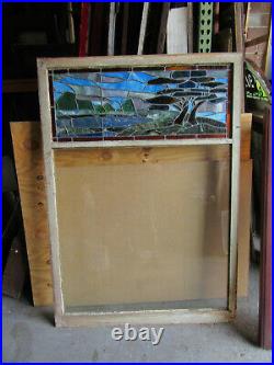 Antique Stained Glass Scenic Picture Window 44 X 62 Architectural Salvage