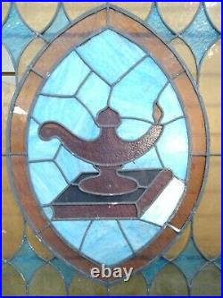 Antique Stained Glass Side Light Wall Window Panel 93-1/2X41-3/4X1-7/8 Inches