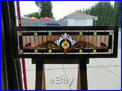 Antique Stained Glass Transom Window 11 Jewels 52 X 16 Salvage