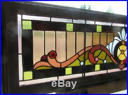 Antique Stained Glass Transom Window 11 Jewels 52 X 16 Salvage