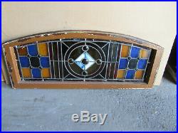 Antique Stained Glass Transom Window 13 Jewels 43.25 X 17.5 Salvage