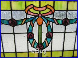 Antique Stained Glass Transom Window 44 X 20 Architectural Salvage