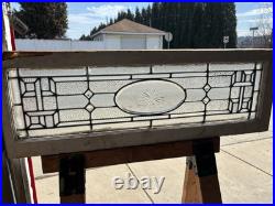 Antique Stained Glass Transom Window Beveled Etched 44.25 X 14.75 Salvage Antique Stained Glass Transom Window Beveled Etched 44.25 X 14.75 Salvage