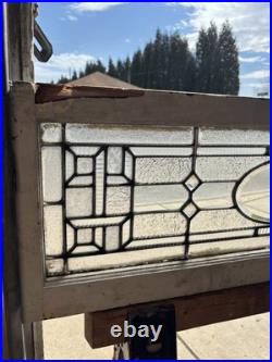 Antique Stained Glass Transom Window Beveled Etched 44.25 X 14.75 Salvage Antique Stained Glass Transom Window Beveled Etched 44.25 X 14.75 Salvage