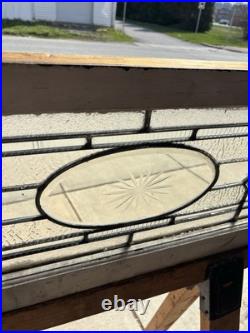 Antique Stained Glass Transom Window Beveled Etched 44.25 X 14.75 Salvage Antique Stained Glass Transom Window Beveled Etched 44.25 X 14.75 Salvage