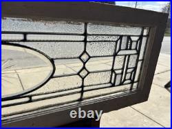 Antique Stained Glass Transom Window Beveled Etched 44.25 X 14.75 Salvage Antique Stained Glass Transom Window Beveled Etched 44.25 X 14.75 Salvage