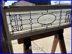 Antique Stained Glass Transom Window Beveled Etched 44.25 X 14.75 Salvage Antique Stained Glass Transom Window Beveled Etched 44.25 X 14.75 Salvage