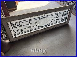 Antique Stained Glass Transom Window Beveled Etched 44.25 X 14.75 Salvage Antique Stained Glass Transom Window Beveled Etched 44.25 X 14.75 Salvage