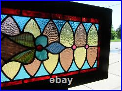 Antique Stained Glass Transom Window Colorful 44 X 16 Architectural Salvage