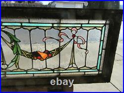 Antique Stained Glass Transom Window Festoons Fruit 52 X 18 Salvage