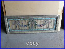 Antique Stained Glass Transom Window Festoons Fruit 52 X 18 Salvage