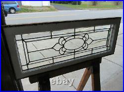 Antique Stained Glass Transom Window Full Beveled Etched 40 X 16 Salvage