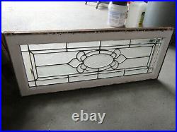 Antique Stained Glass Transom Window Full Beveled Etched 40 X 16 Salvage